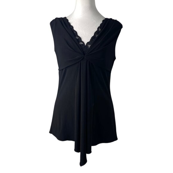 White House Black Market Tops - White House Black Market Black, V-Hem, Fit & Flare, Sleeveless Top, Size L #229